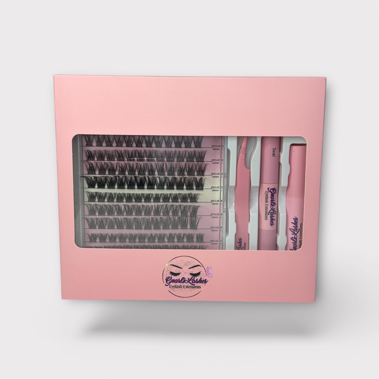 Gnarli lashes cluster lash kits DIY lashes high quality diy lash kits with bond, sealer, remover and tweezers.