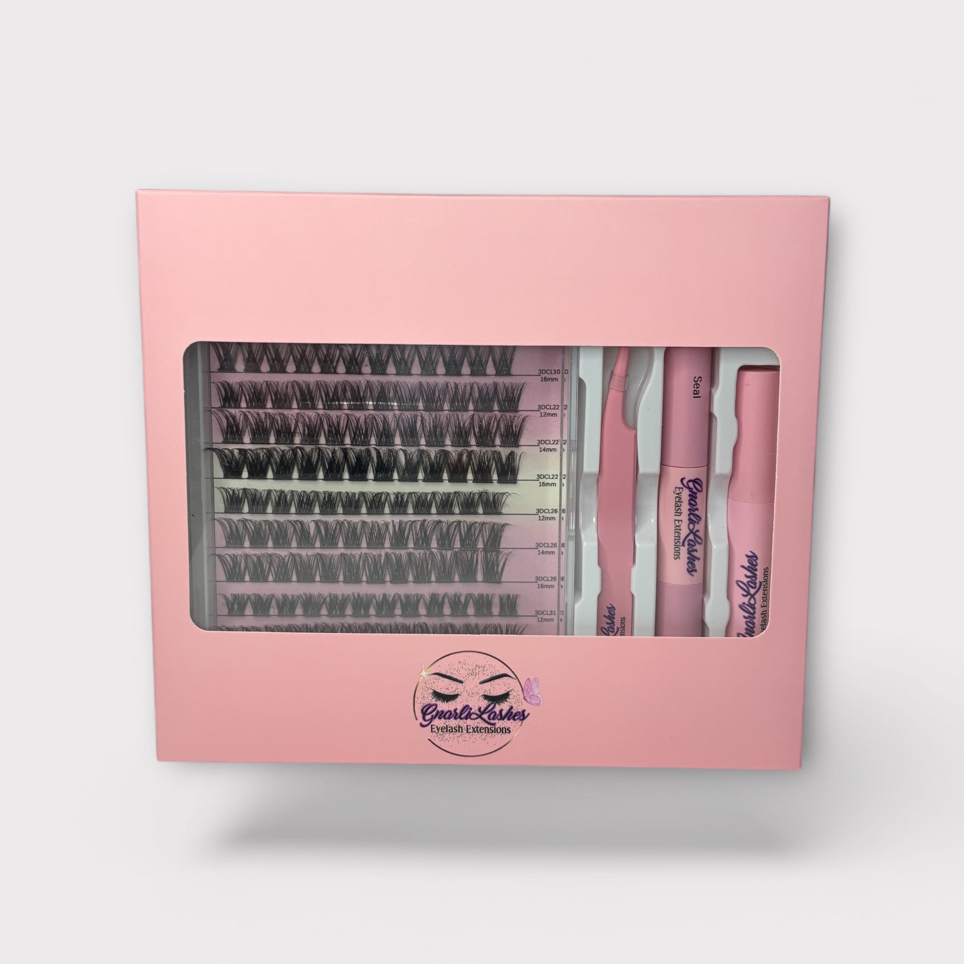 Gnarli lashes cluster lash kits DIY lashes high quality diy lash kits with bond, sealer, remover and tweezers.